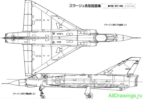 Dassault Mirage III drawings (figures) of the aircraft
